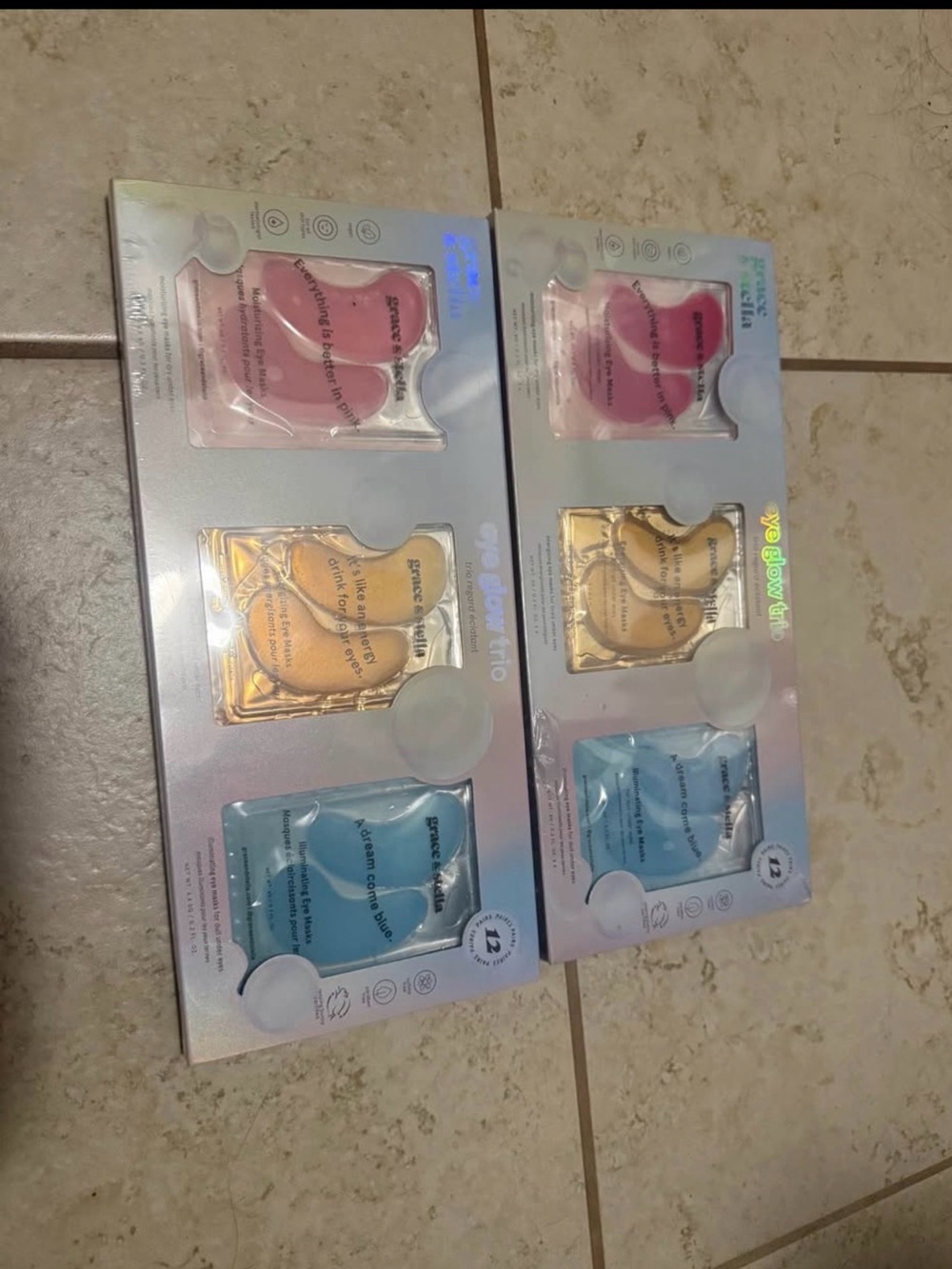 Hydrogel Eye Mask Set - Pink, Gold, Blue